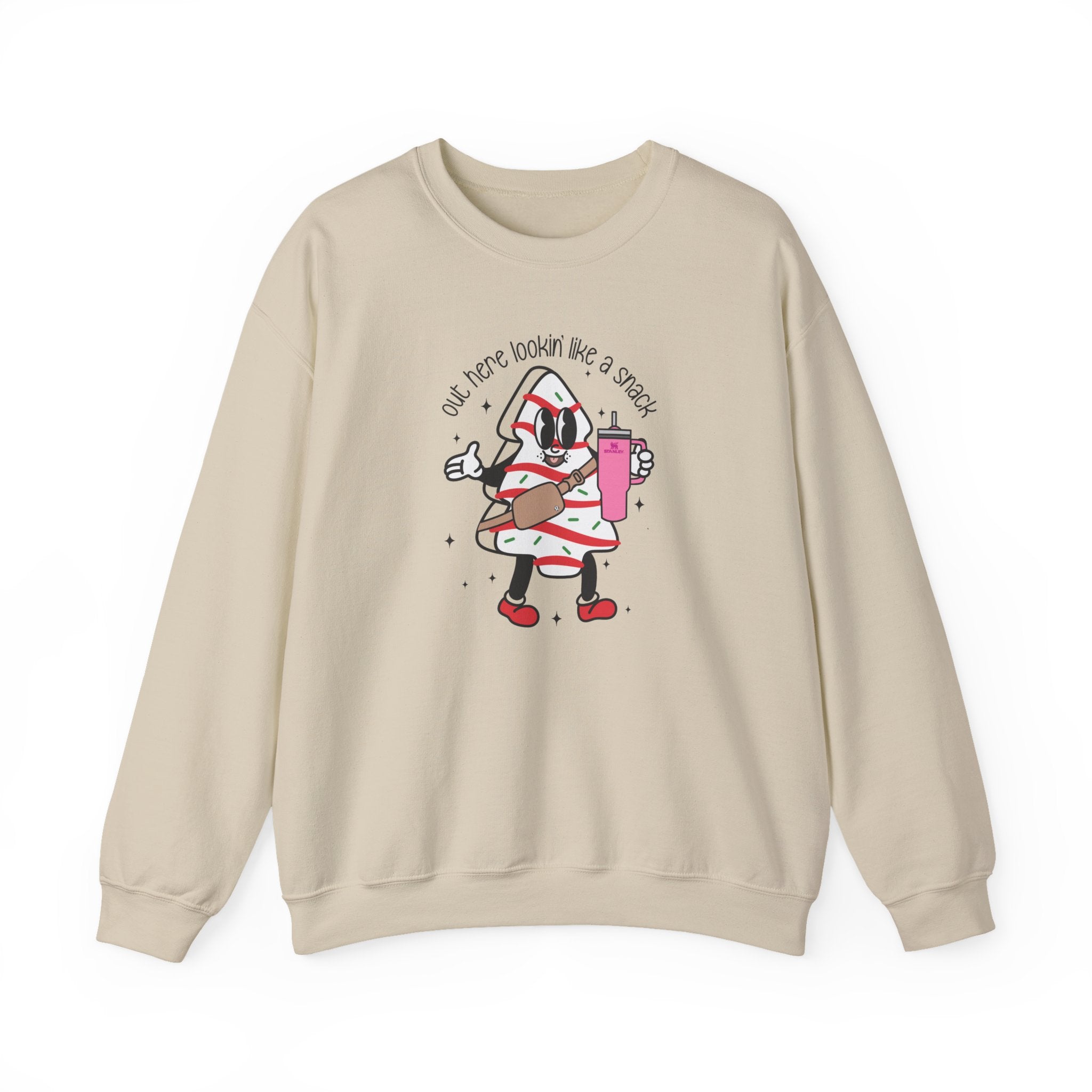 Out Here Looking Like a Snack Christmas Crewneck Sweatshirt | Gildan Unisex Holiday Sweatshirt | Funny Christmas Graphic Sweatshirt