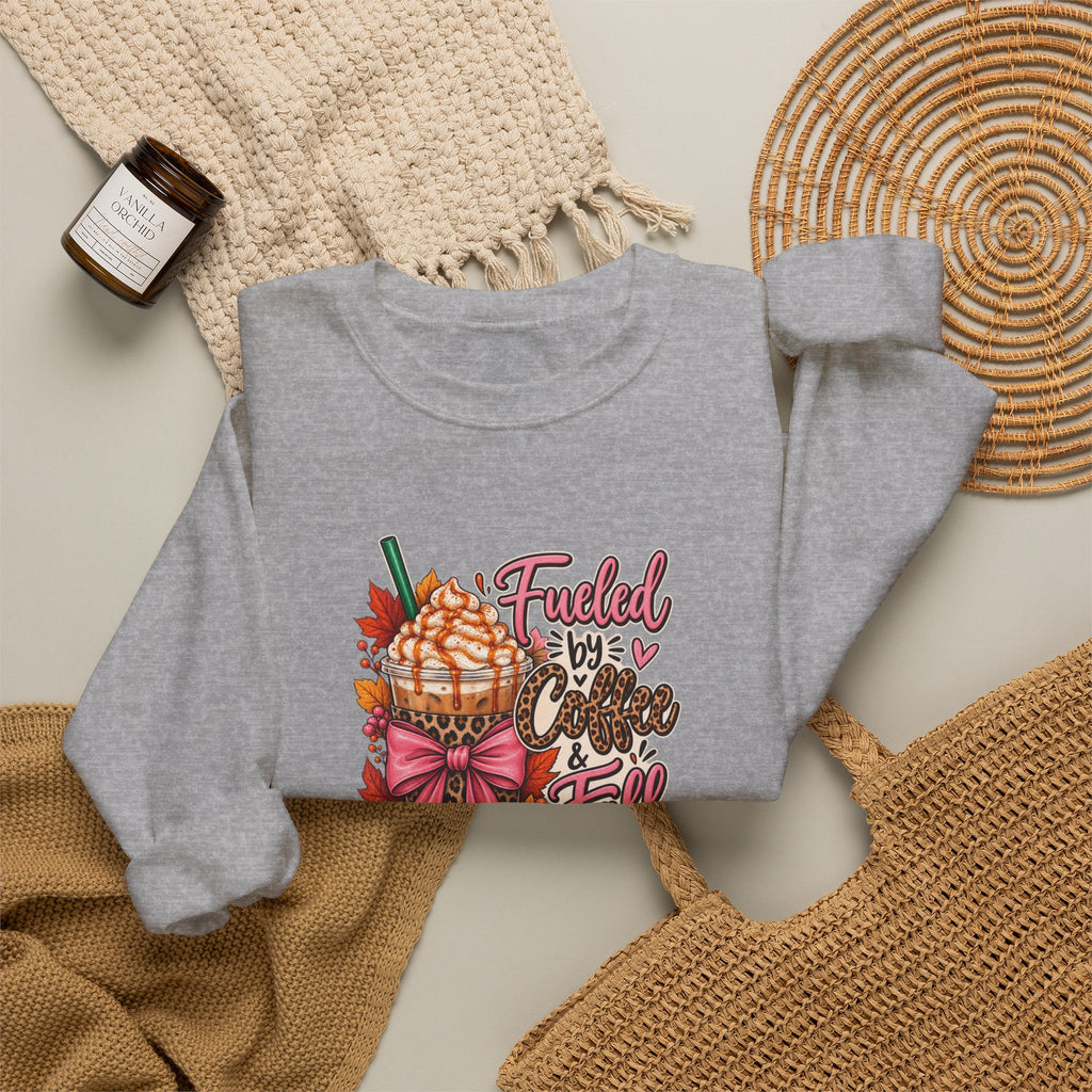 Fueled by Coffee & Fall Vibes Gildan Crewneck Sweatshirt