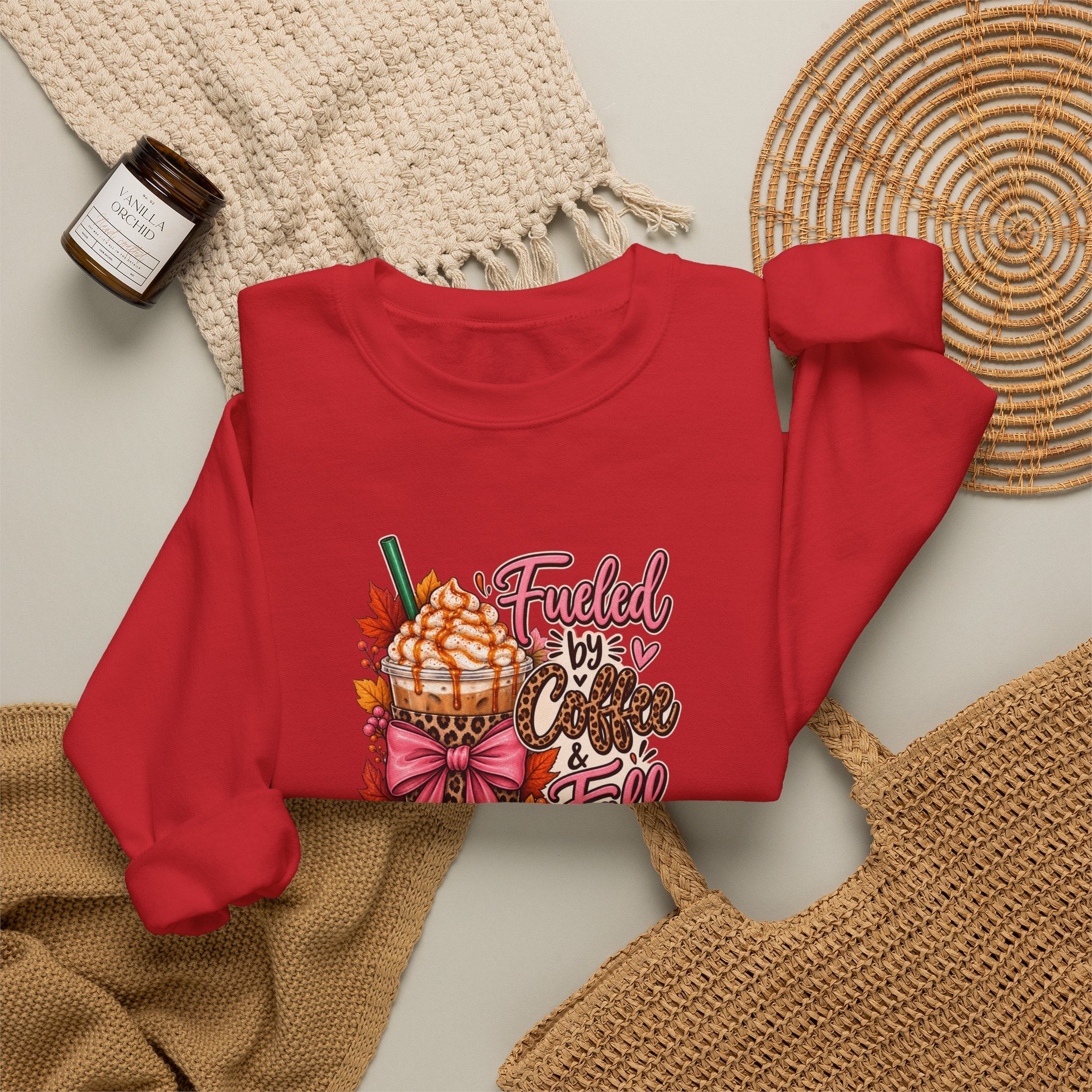 Fueled by Coffee & Fall Vibes Gildan Crewneck Sweatshirt