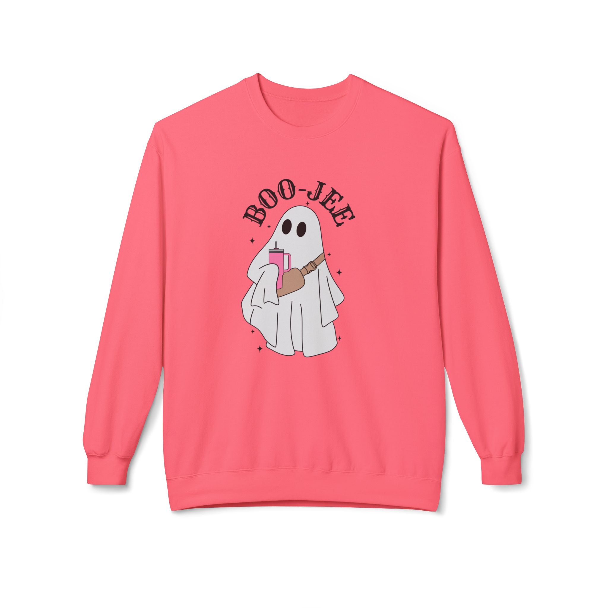 Boo-Jee Ghost Halloween Sweatshirt | Cozy Spooky Season Crewneck | Cute Ghost Coffee Fall Sweatshirt