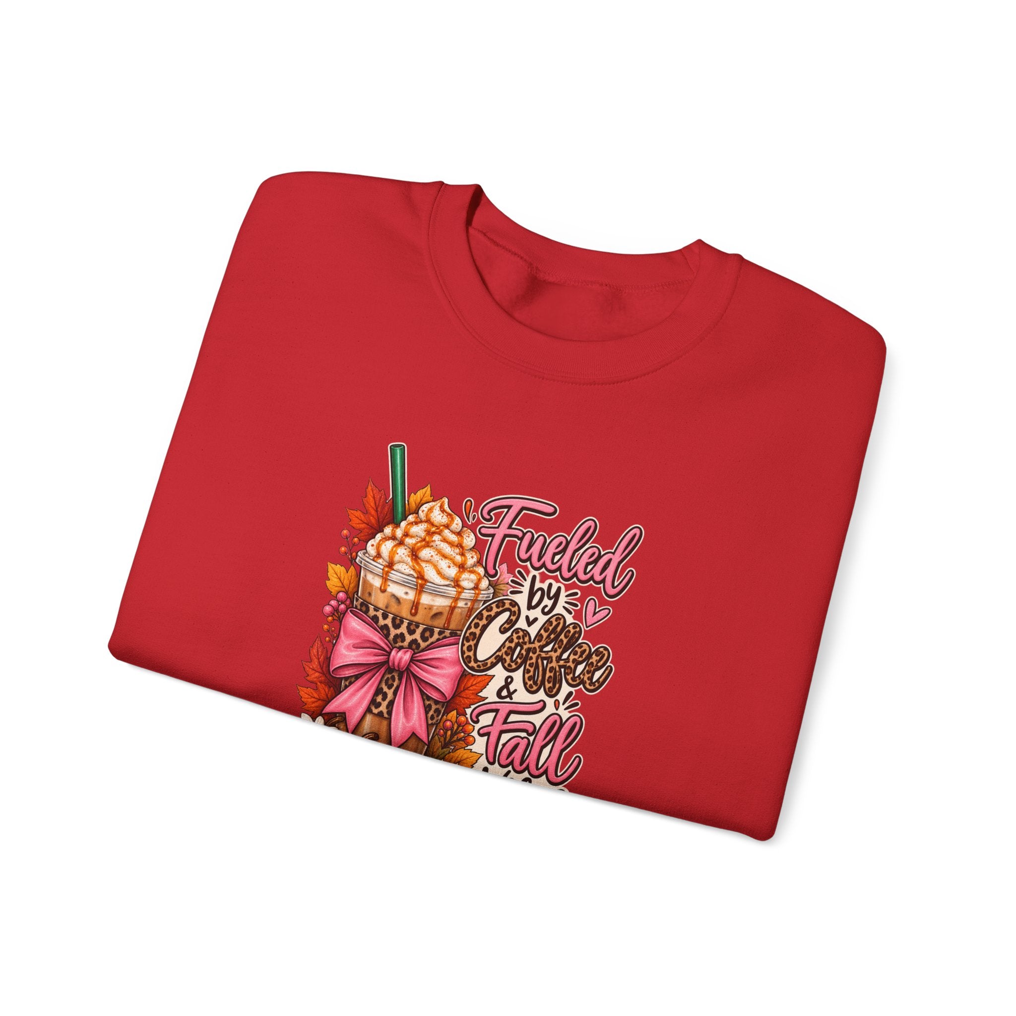 Fueled by Coffee & Fall Vibes Gildan Crewneck Sweatshirt
