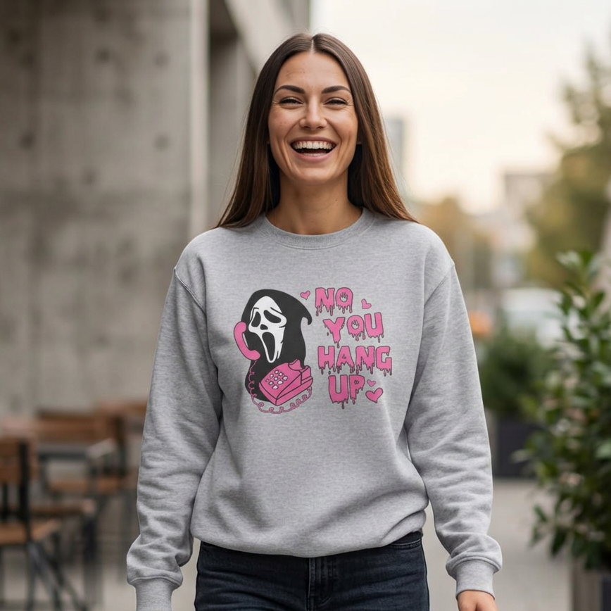 Ghost Face Sweatshirt - Halloween Sweater -No You Hang Up