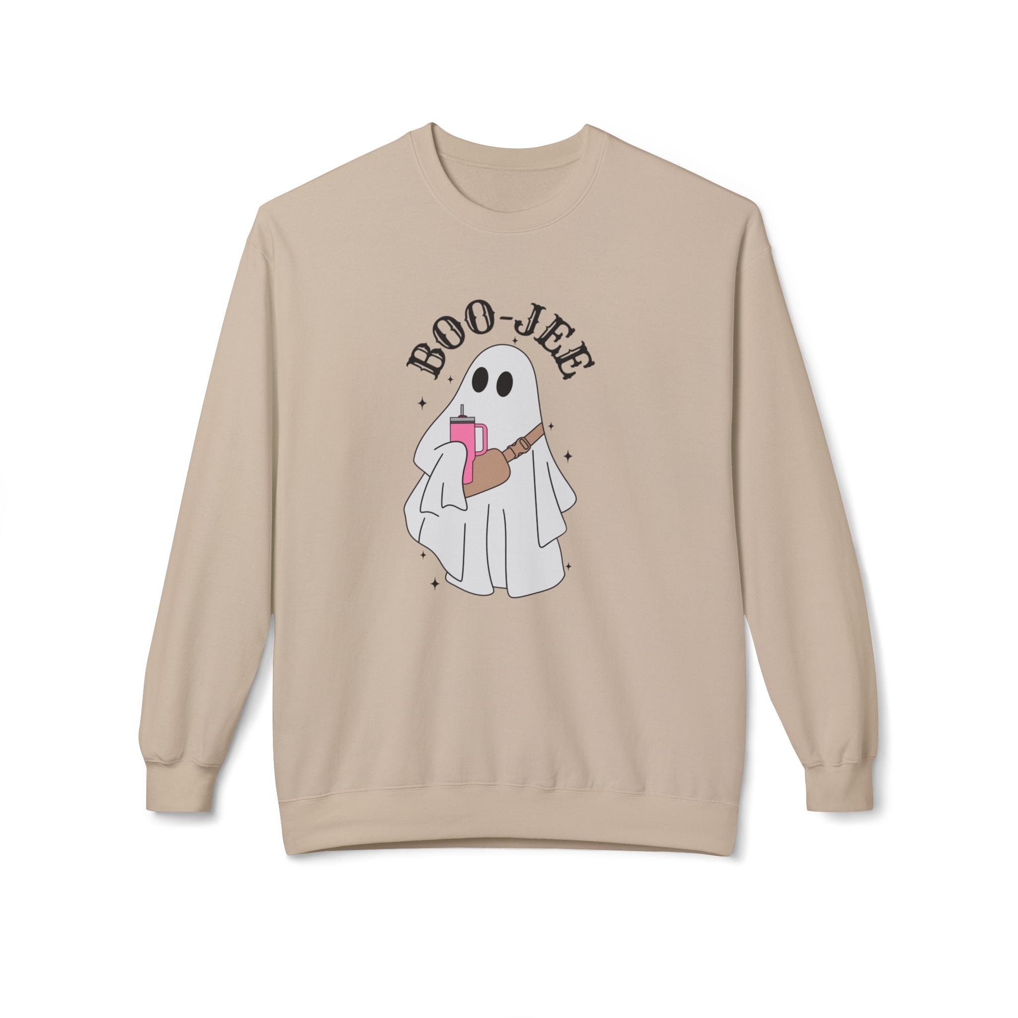 Boo-Jee Ghost Halloween Sweatshirt | Cozy Spooky Season Crewneck | Cute Ghost Coffee Fall Sweatshirt