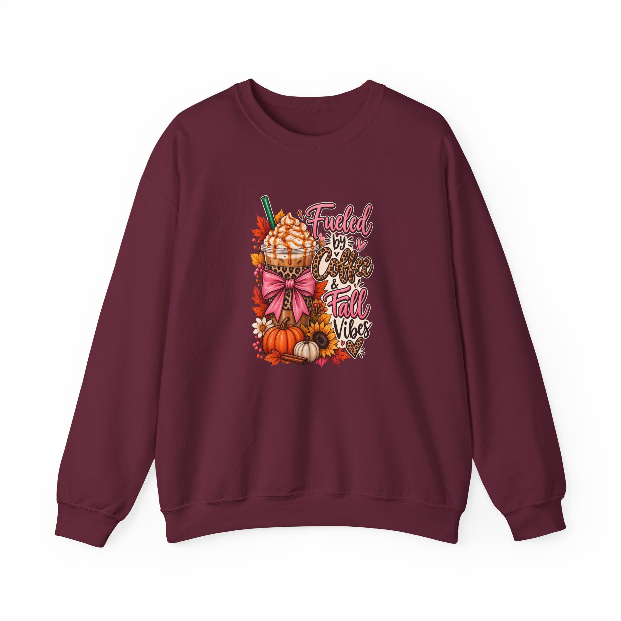 Fueled by Coffee & Fall Vibes Gildan Crewneck Sweatshirt