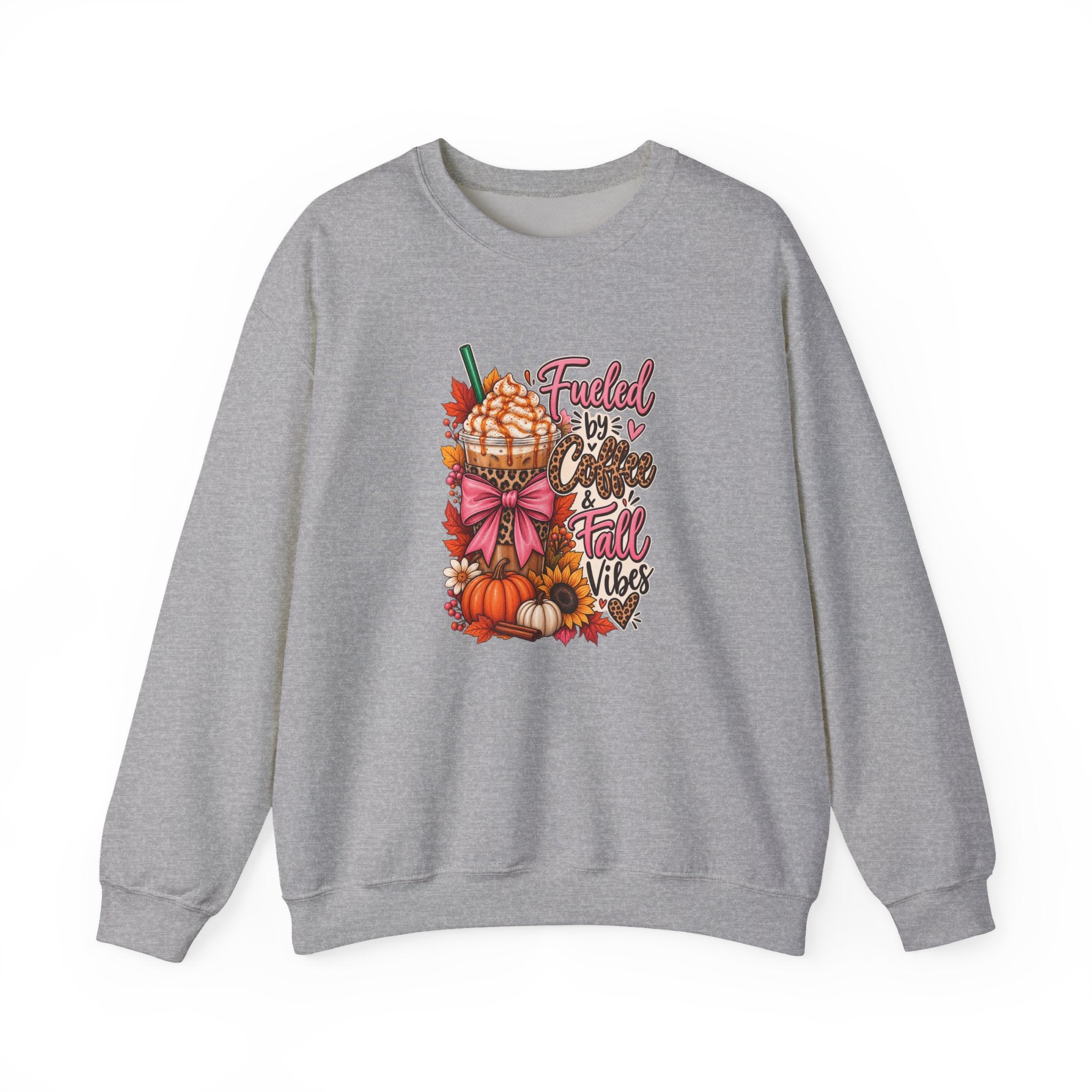 Fueled by Coffee & Fall Vibes Gildan Crewneck Sweatshirt