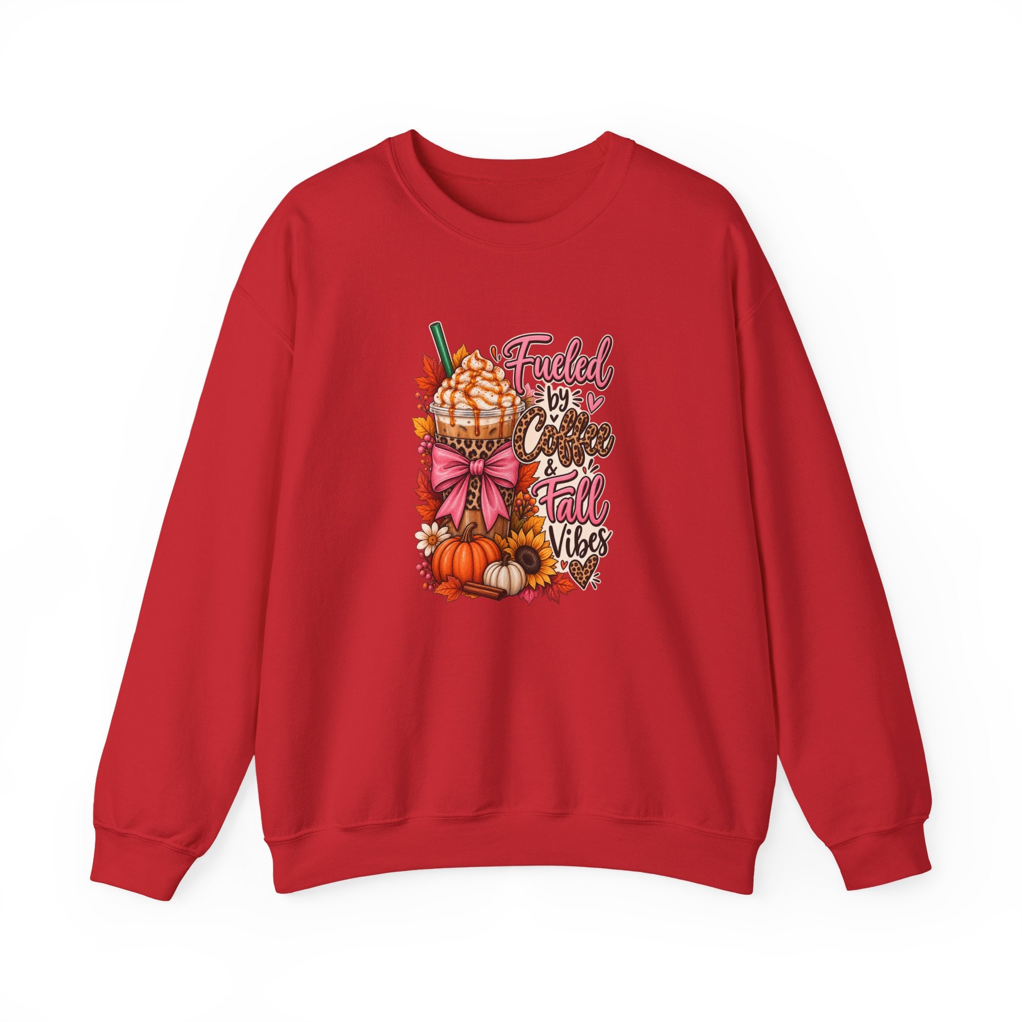 Fueled by Coffee & Fall Vibes Gildan Crewneck Sweatshirt