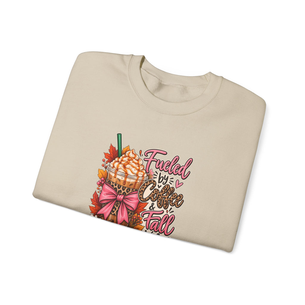 Fueled by Coffee & Fall Vibes Gildan Crewneck Sweatshirt