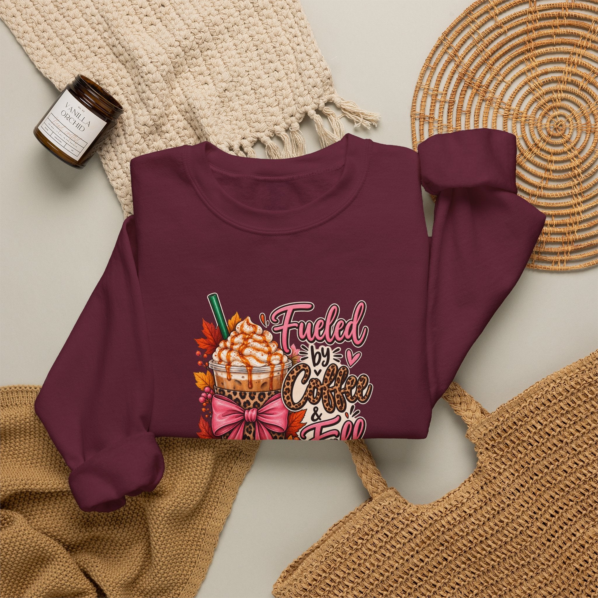 Fueled by Coffee & Fall Vibes Gildan Crewneck Sweatshirt