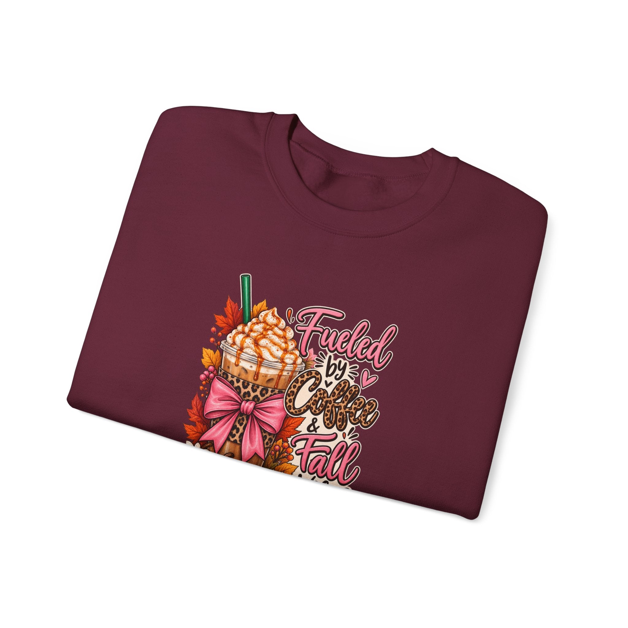 Fueled by Coffee & Fall Vibes Gildan Crewneck Sweatshirt