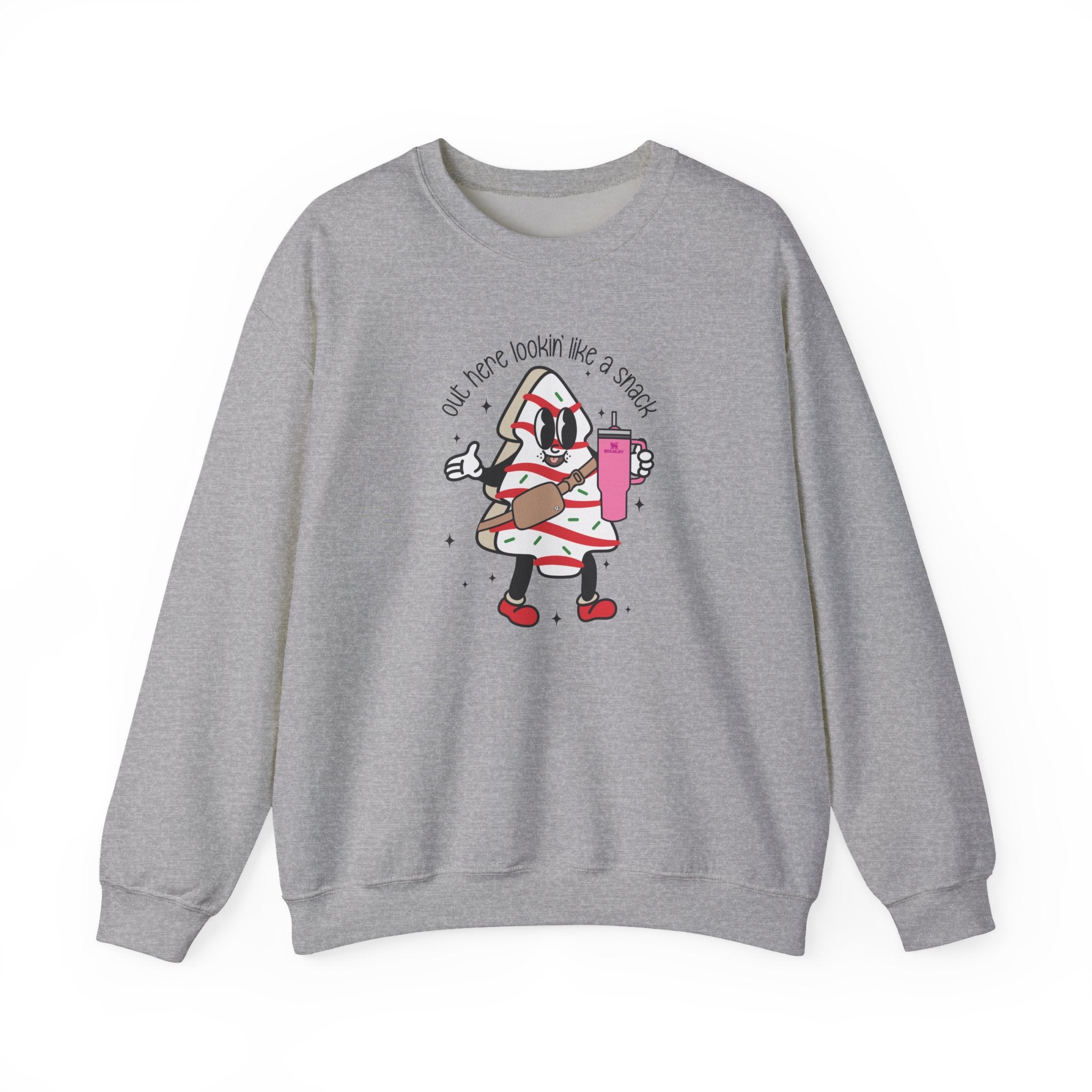 Out Here Looking Like a Snack Christmas Crewneck Sweatshirt | Gildan Unisex Holiday Sweatshirt | Funny Christmas Graphic Sweatshirt