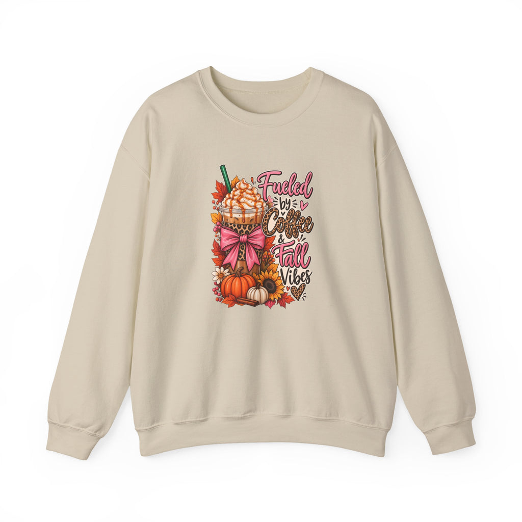 Fueled by Coffee & Fall Vibes Gildan Crewneck Sweatshirt