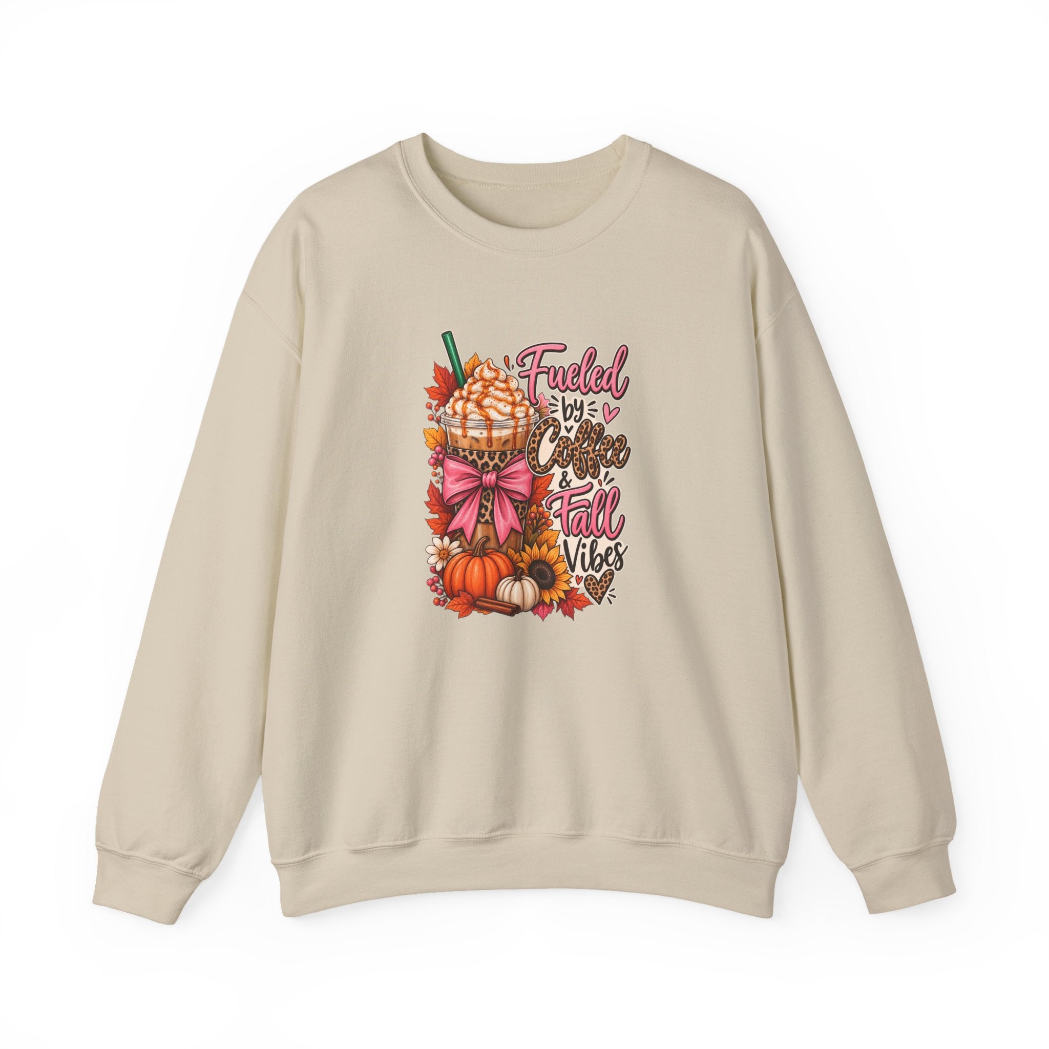 Fueled by Coffee & Fall Vibes Gildan Crewneck Sweatshirt
