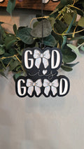 God is Good Car Freshie with decorative bows