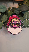 Santa with Cheetah Hat Christmas Car Freshie