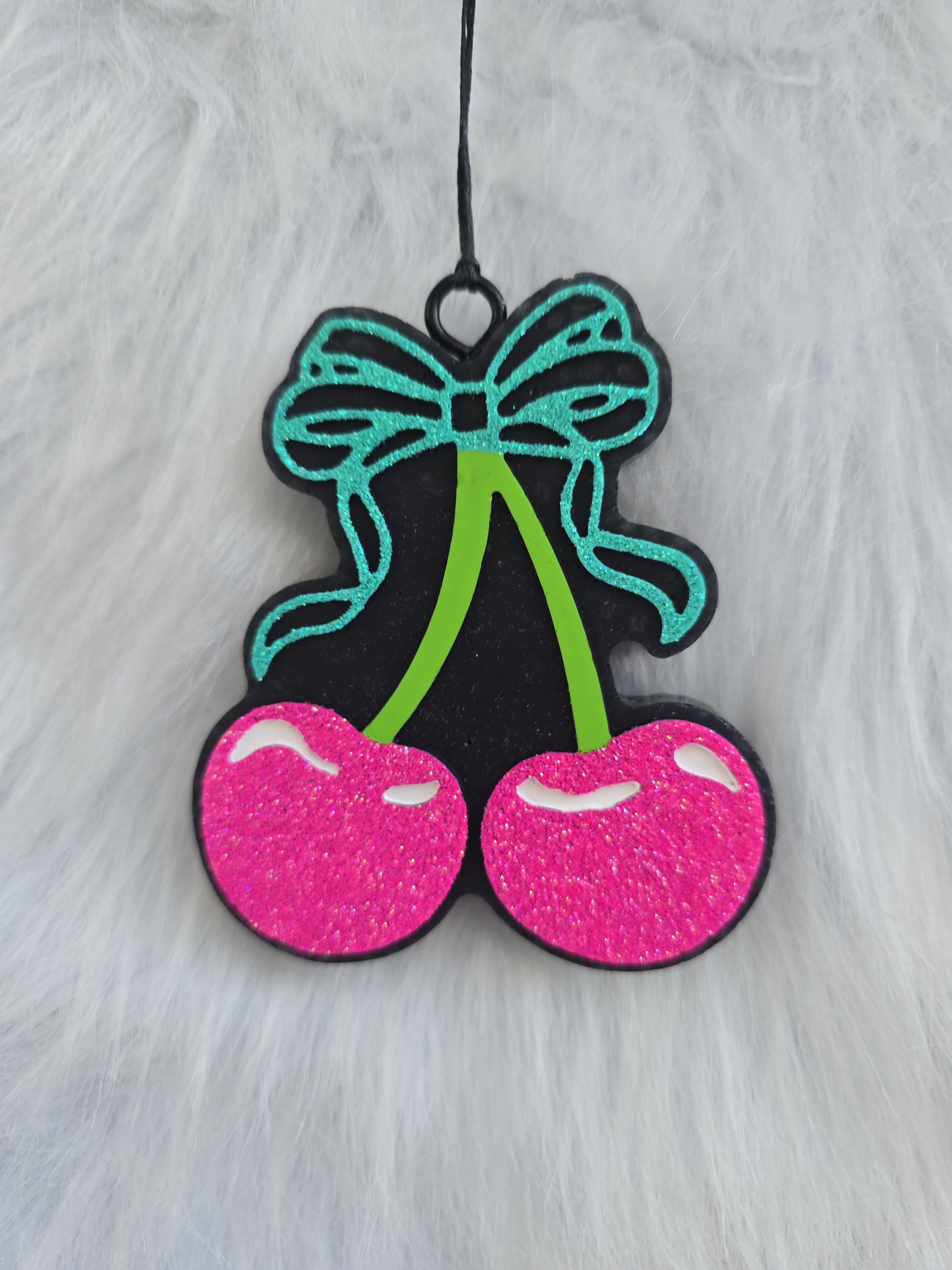 Cherry Car Freshie with Bow – Handmade Hanging Car Air Freshener