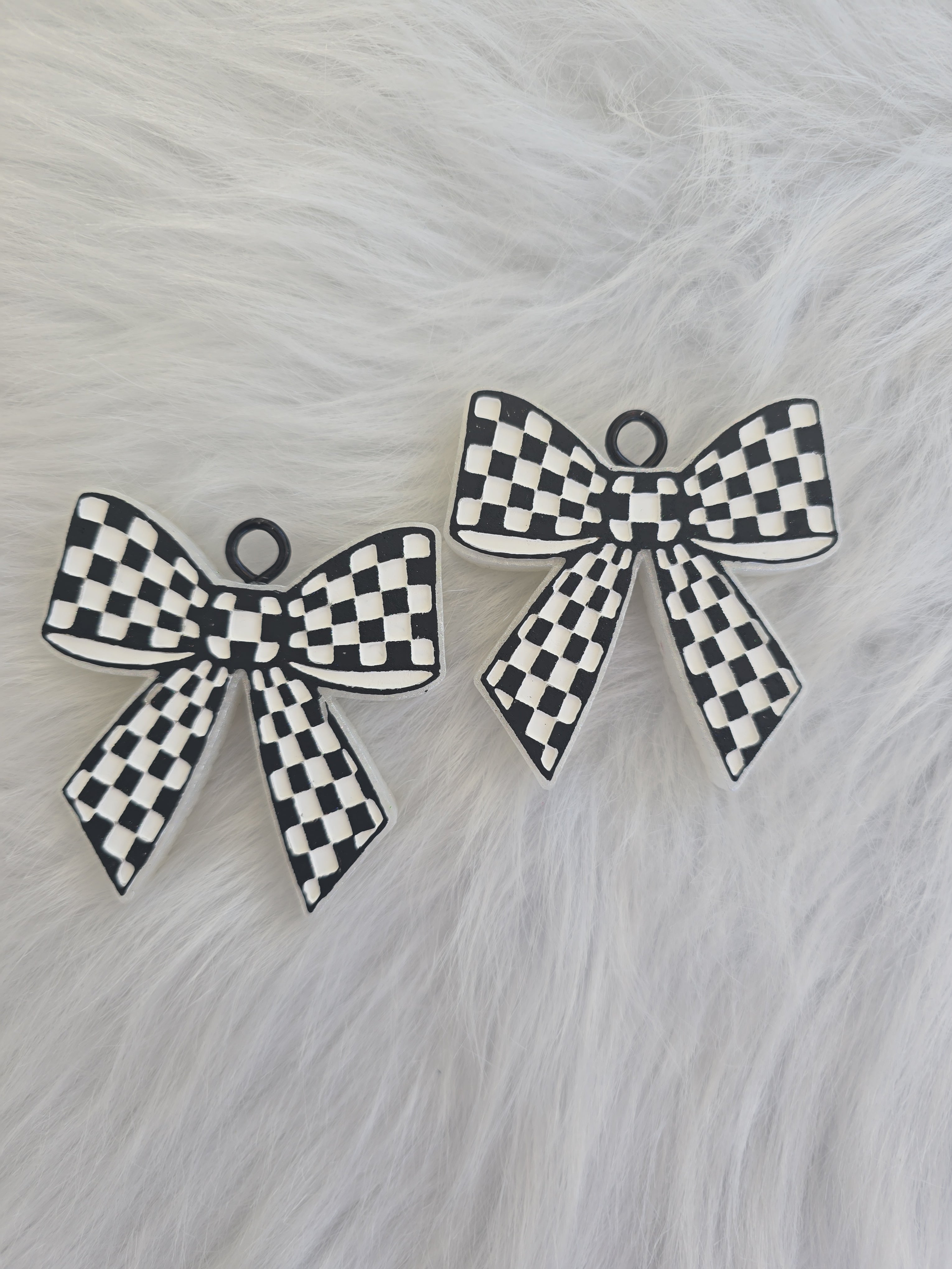 Checkered Bow Vent Clip Car Freshie | Cute Aesthetic Air Freshener for Car Vents | Handmade Scented Car Decor