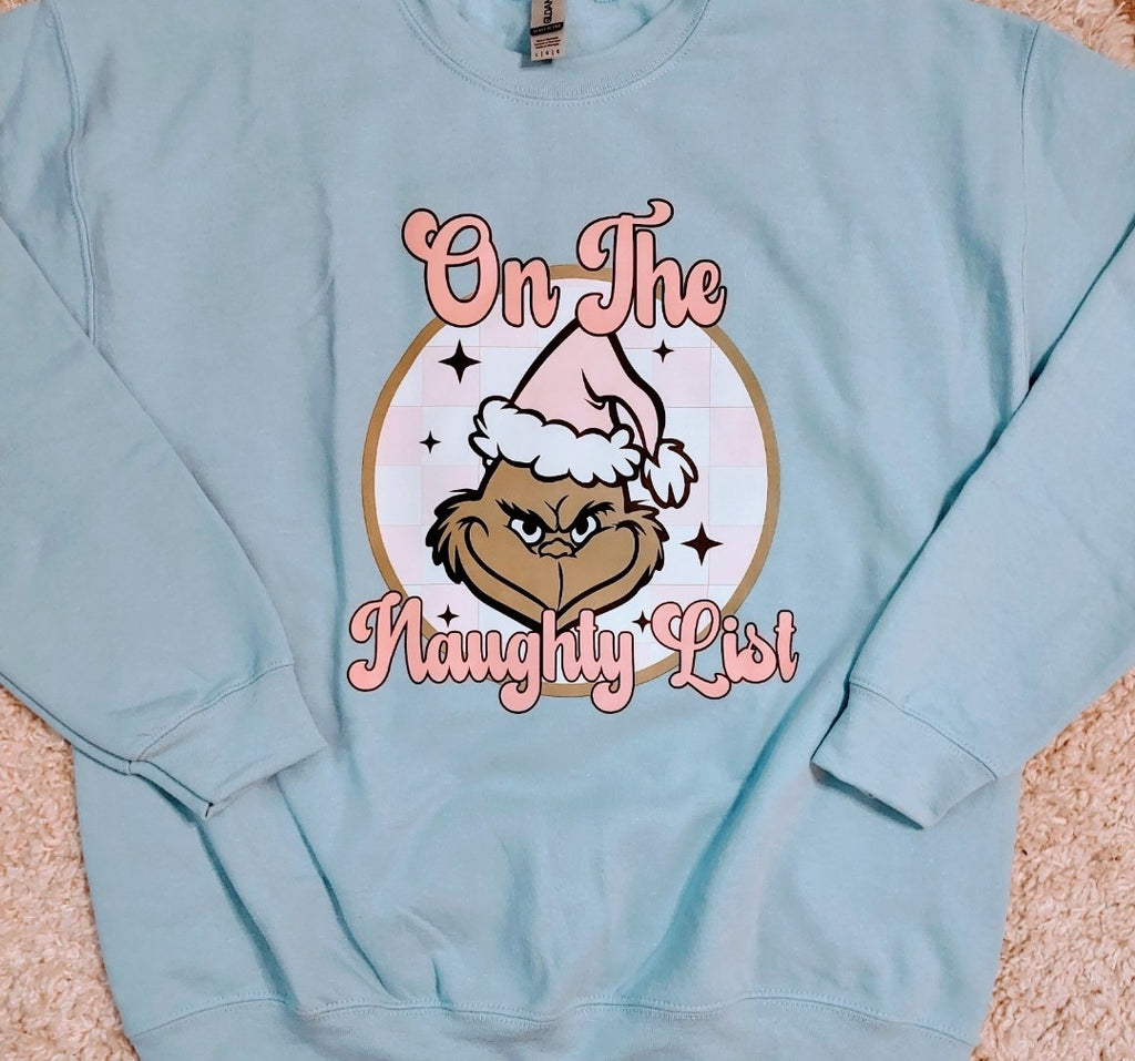 Grinch On The Naughty List | Size Large | Christmas Sweatshirt