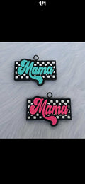 Mama Checkered Car Freshie – Glitter Script Freshener | Pink or Teal | Trendy Car Accessory