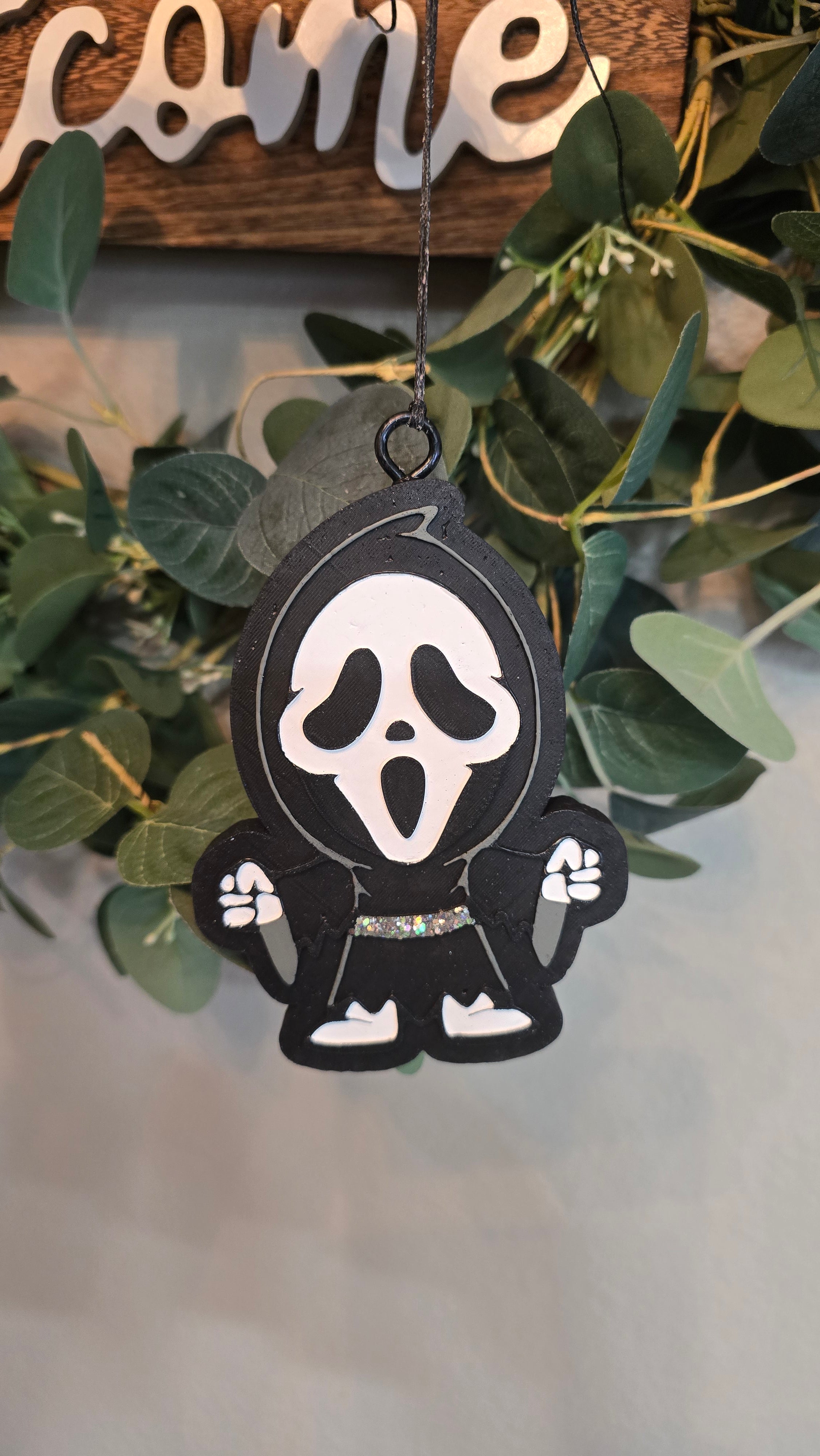 Ghost Face Inspired Car Freshie | Horror Movie Air Freshener | Spooky Hanging Car Freshener | Halloween Car Decor