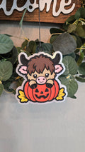 Highland Cow Halloween Pumpkin Car Freshie | Cute Fall Car Air Freshener | Spooky Farmhouse Auto Freshener