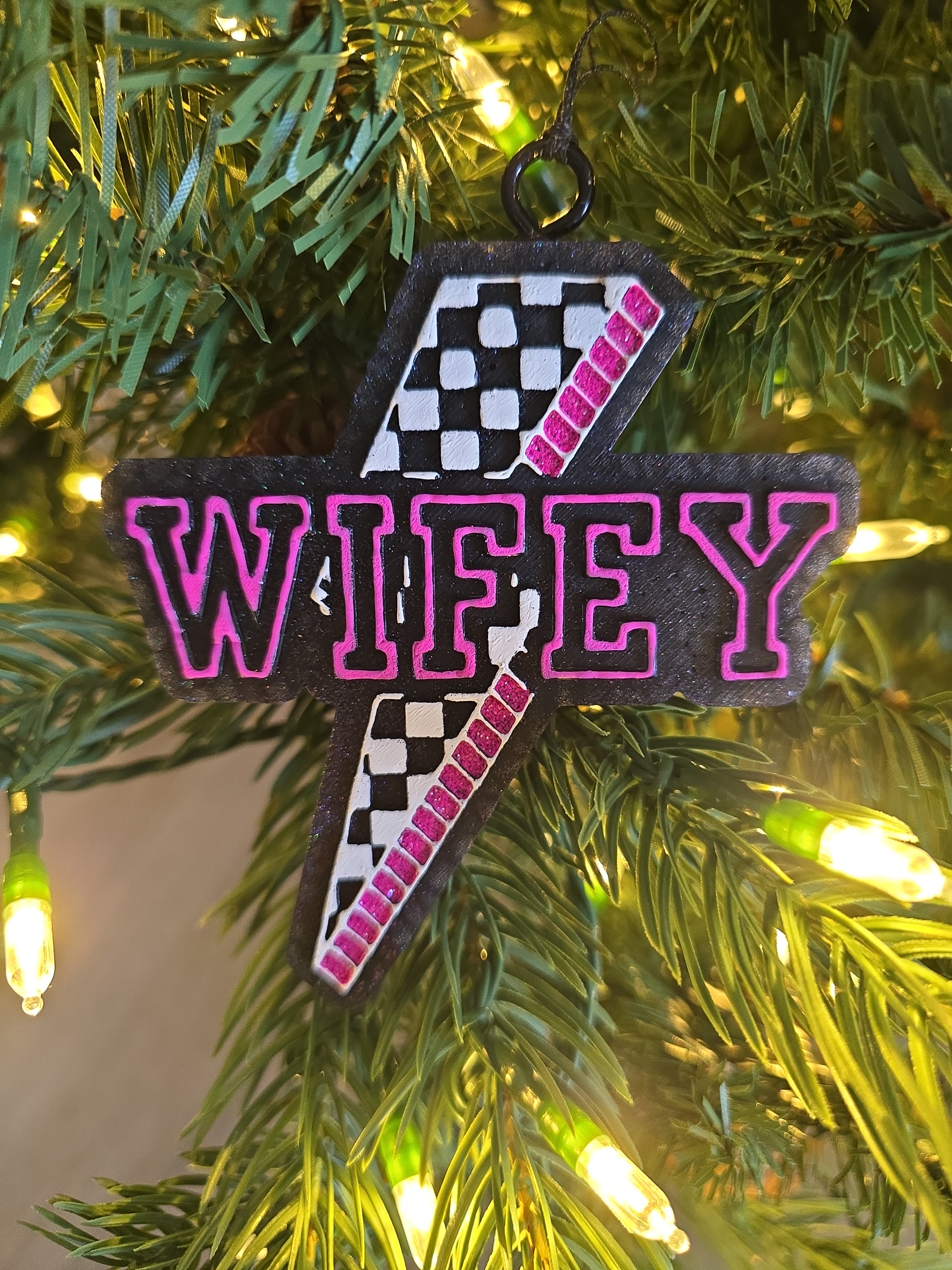 Wifey Checkered Lightning Bolt Car Freshie