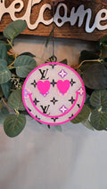 Designer-Inspired Smiley Car Freshie | Luxe Fashion-Inspired Hanging Air Freshener | Handmade Car Charm