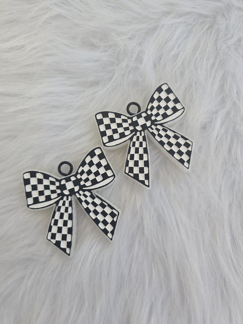 Checkered Bow Vent Clip Car Freshie | Cute Aesthetic Air Freshener for Car Vents | Handmade Scented Car Decor