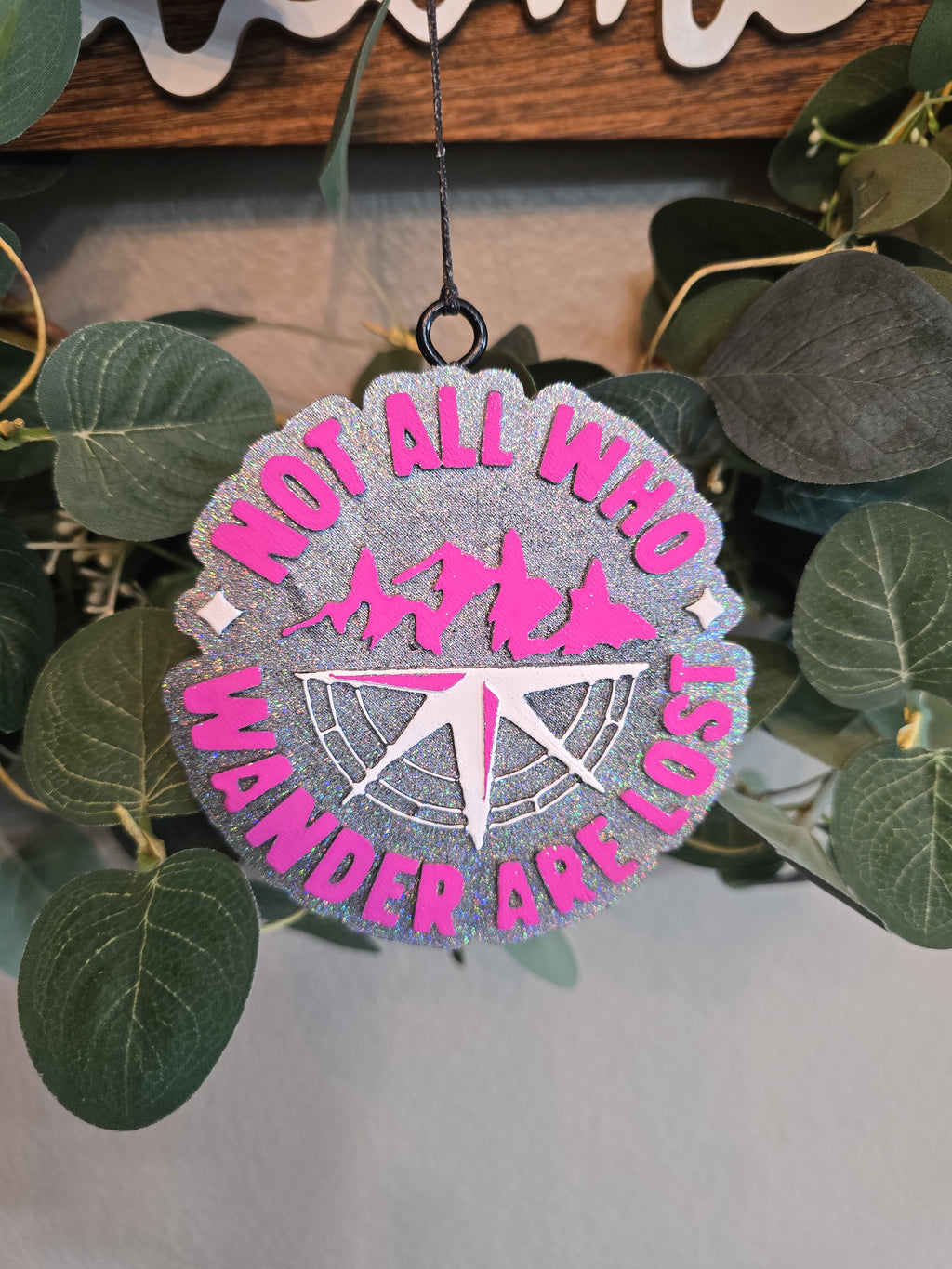 Not All Who Wander Are Lost Car Freshie | Pink Compass Car Air Freshener | Inspirational Travel Car Freshener