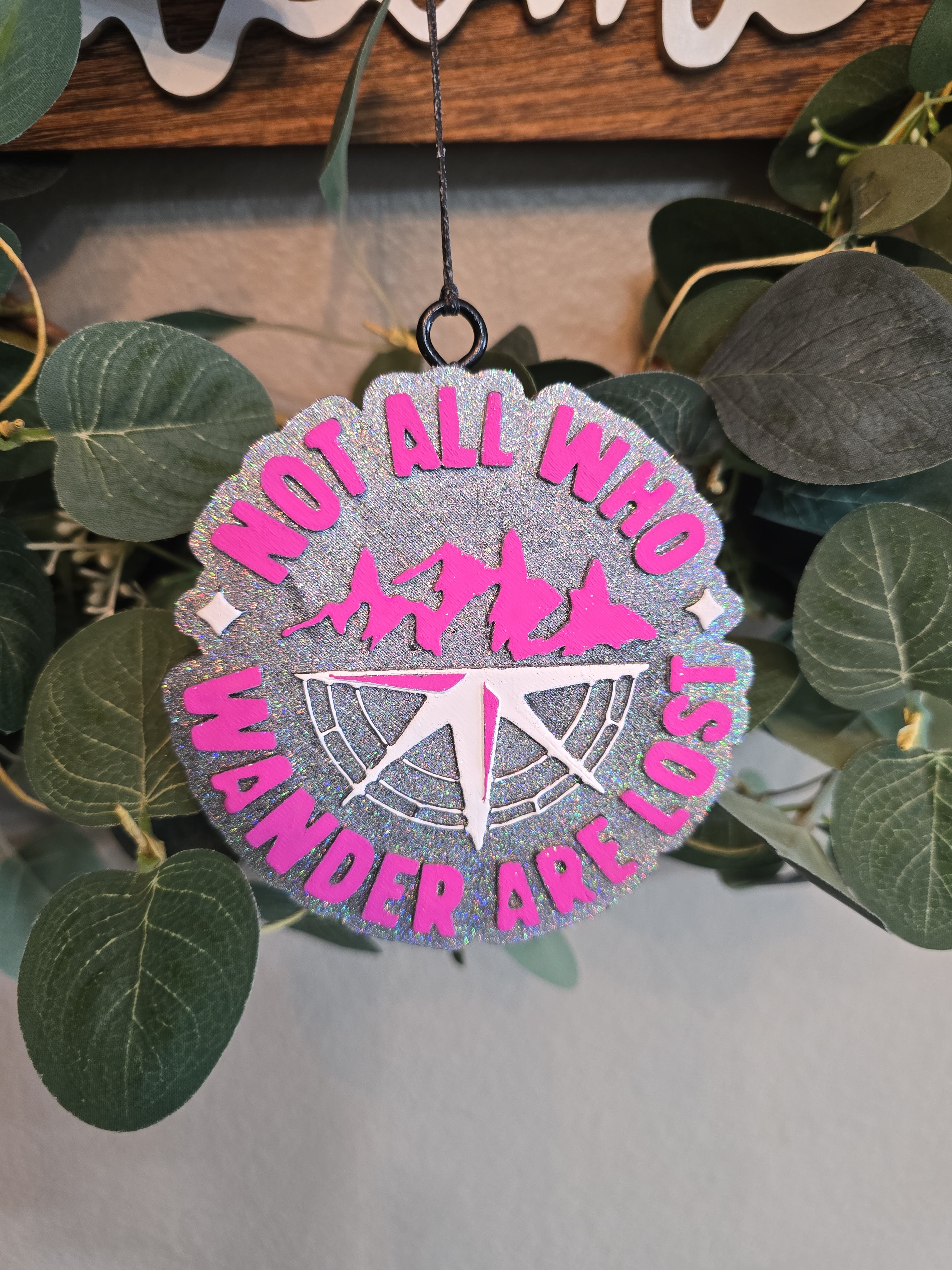Not All Who Wander Are Lost Car Freshie | Pink Compass Car Air Freshener | Inspirational Travel Car Freshener
