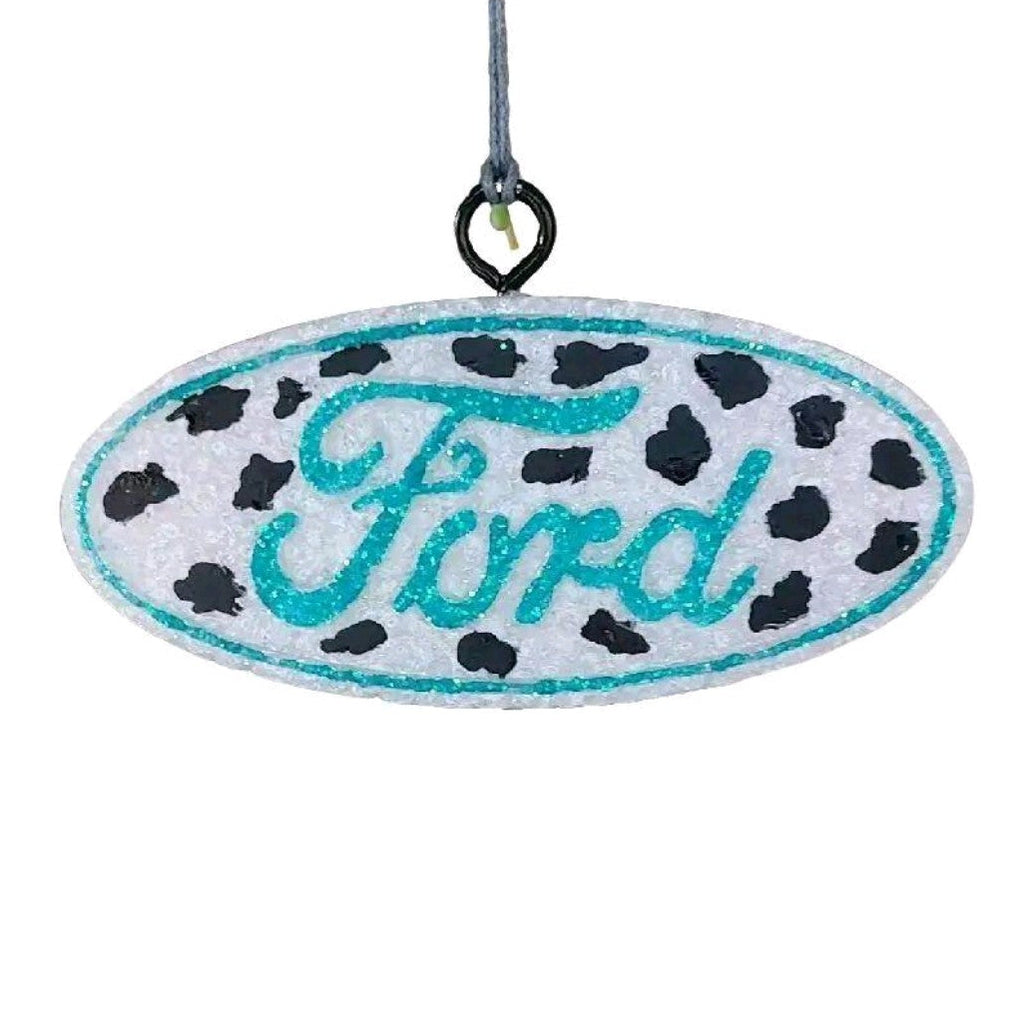 Ford Emblem Car Freshie with Cow Print – Western Hanging Air Freshener for Truck or Car  Product Description