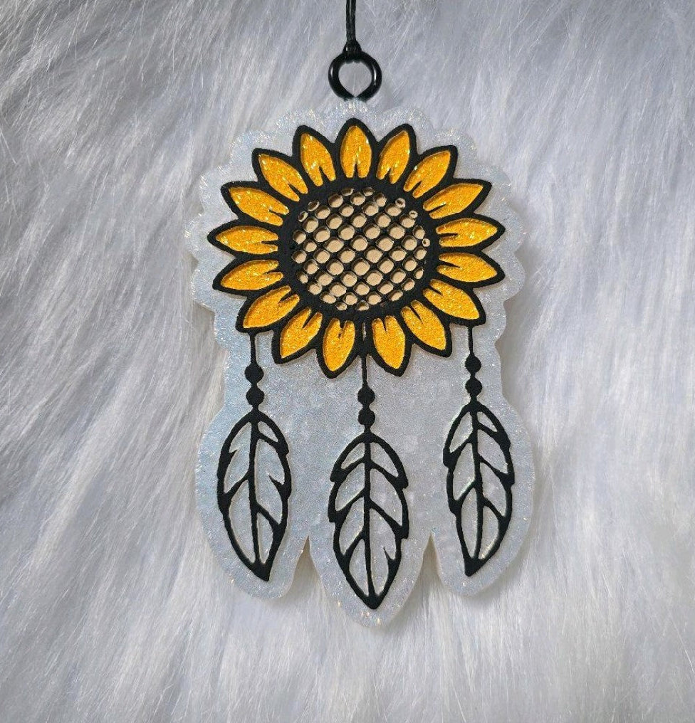 Sunflower Dreamcatcher Car Freshie | Handmade Air Freshener
