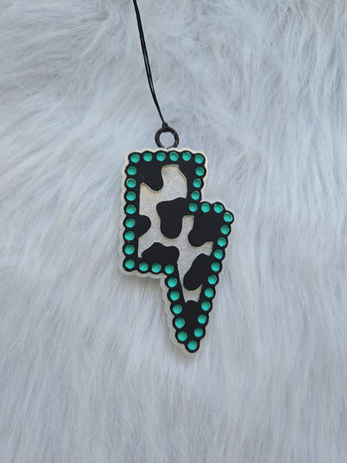 Cow Print Lightning Bolt Car Freshener | Western Glam Air Freshener
