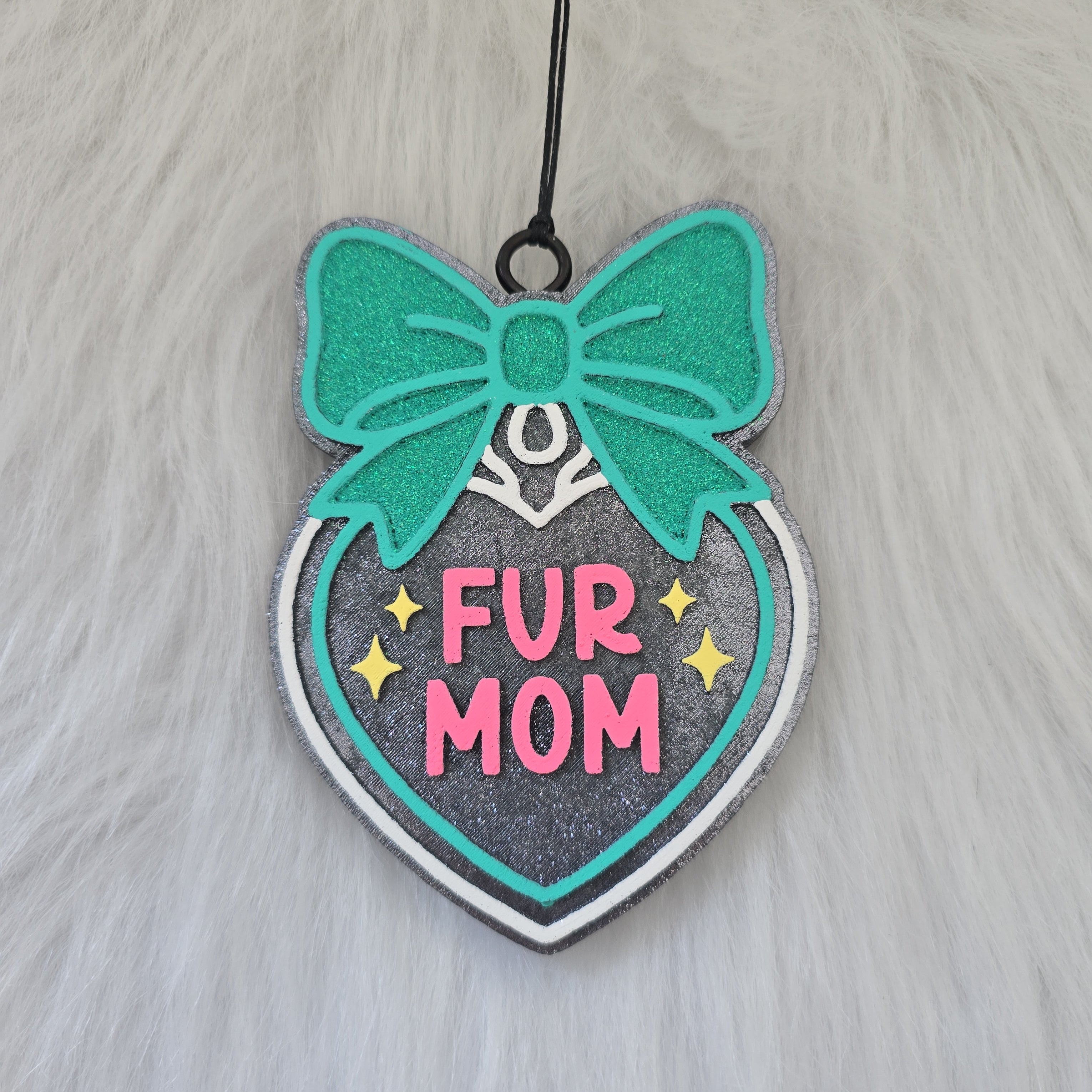Fur Mom Car Freshie | Glitter Heart air freshener with Bow | Cute Pet Lover Gift