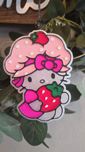 Strawberry Shortcake Kitty Car Freshie – Cute Strawberry Shortcake Hanging Car Air Freshener
